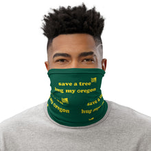 Load image into Gallery viewer, Save A Tree Hug My Oregon - Versatile Neck Gaiter (Face Covering / Neck Warmer / Headband / Beanie / Hairband / Wristband) - U of O Ducks Colors