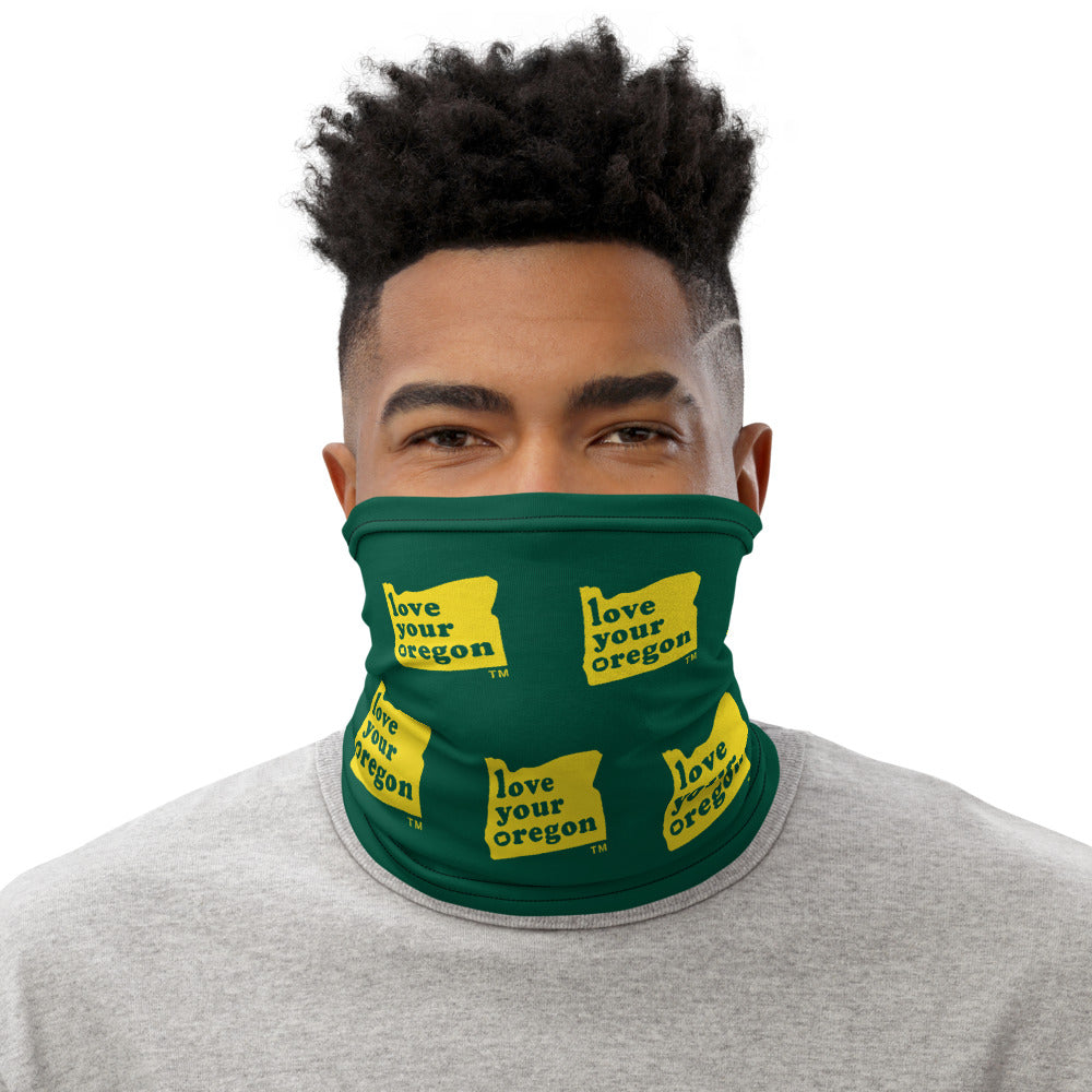 Love Your Oregon - Versatile Neck Gaiter (Face Covering / Neck Warmer / Headband  / Beanie / Hairband / Wristband) - U of O Ducks Colors