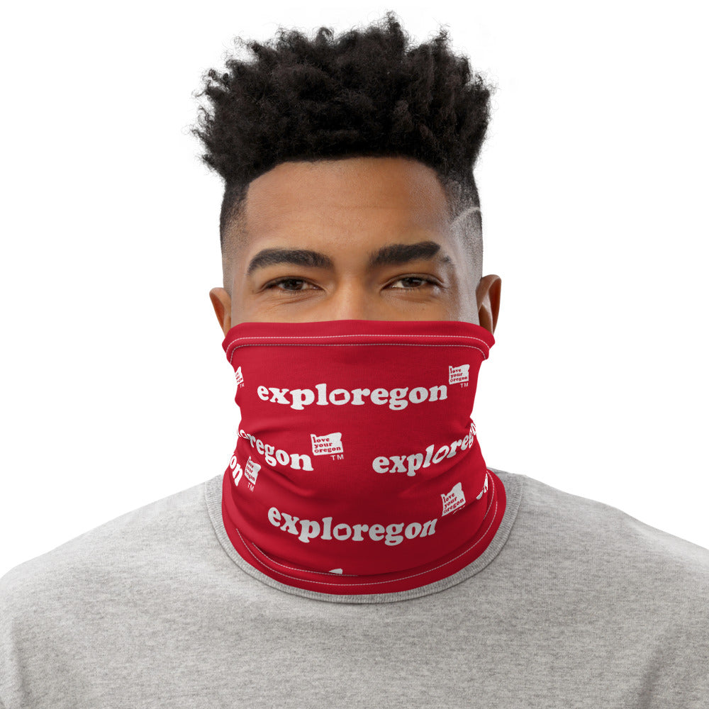 Exploregon - Versatile Neck Gaiter (Face Covering / Neck Warmer / Headband  / Beanie / Hairband / Wristband) - Red